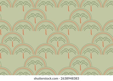 A nostalgic, vintage take on tropical tree using muted retro tones and aged textures. Evokes a timeless beach postcard vibe for stationery, wallpaper, and fashion.