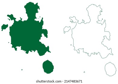 Nosy Be and Nosy Komba island (Republic of Madagascar) map vector illustration, scribble sketch Ile Nossi-be, Assada or Nosse Be map