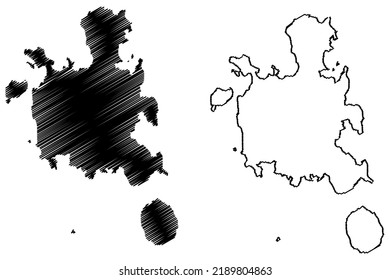 Nosy Be and Nosy Komba island (Republic of Madagascar) map vector illustration, scribble sketch Ile Nossi-be, Assada or Nosse Be map