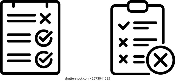 "Not Accepted Checklist Icon - Representing Rejection, Pending, or Incomplete Tasks"