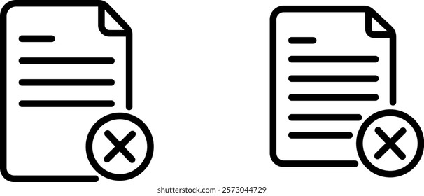 "Not Accepted Document Line Icon - Representing Rejected or Invalid Documents"