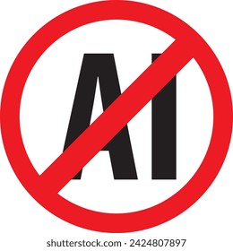 Not AI generated images icon. No artificial intelligence sign prohibited symbol