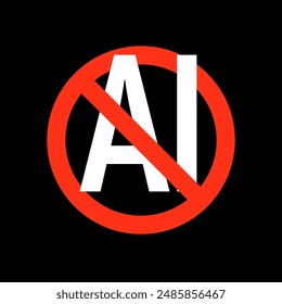 Not AI generated images icon. No artificial intelligence sign prohibited symbol