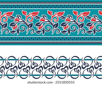 Not AI generated. Luxury ornamental seamless floral frieze set, created by author himself, using vectors. Page and wedding decorations with very clean lines, ready-to-cut, vinyl and laser ready. 