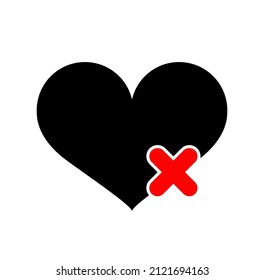 not allow love here icon. don't love here symbol.