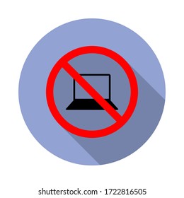not allowed computer long shadow icon. Simple color vector of ban icons for ui and ux, website or mobile application