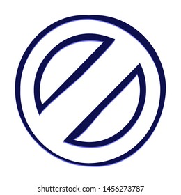 Not Allowed or Forbidden Symbol. Hand Drawn Icon with Blue Ballpoint Pen Style.