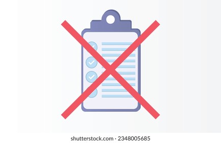 Not allowed icon with an clipboard.on white background.Vector Design Illustration.
