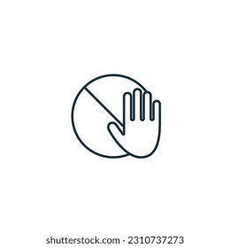 Icono no permitido. Señal monocroma simple de la colección de libertad. Icono no permitido para logotipo, plantillas, diseño web e infografías.