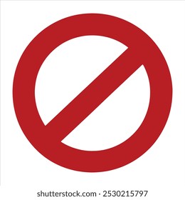 Not allowed icon. Red interdictory circle.