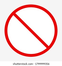 not allowed icon. red prohibition sign on white circular plate isolated on grey background. vector illustration