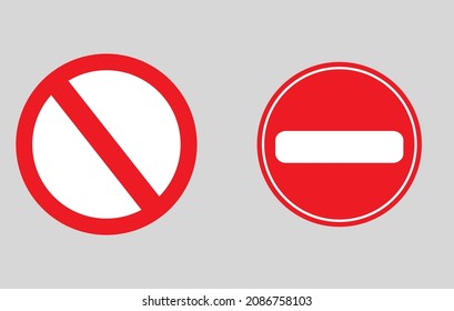 Not allowed and no enter vector signs, red prohibition circle sign isolated on background