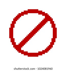 Not allowed sign isolated on white background. Vector Pixel art