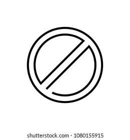 Not allowed sign - line design single isolated icon on white background. High quality minimalistic black pictogram, emblem. Stop, prohibition, no symbol