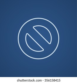 Not allowed sign line icon for web, mobile and infographics. Vector light blue icon isolated on blue background.