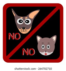 Not Allowed Sign, No dog and cat symbol vector