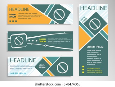 Not Allowed Sign on horizontal and vertical discount banner, header. Modern banner design template