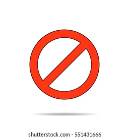 Not allowed sign. Stop sign in red color on a white background. Vector illustration.