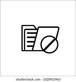 Not Allowed Sign - white vector icon; black folder