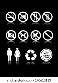 Not allowed template icon set on black