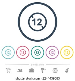 Not allowed under 12 flat color icons in round outlines. 6 bonus icons included.