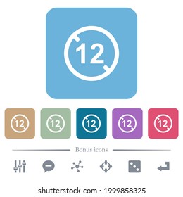 Not allowed under 12 white flat icons on color rounded square backgrounds. 6 bonus icons included