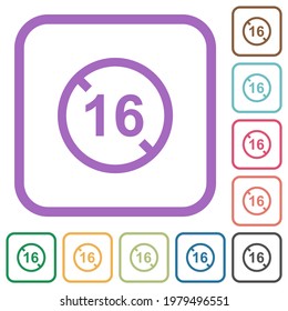 Not allowed under 16 simple icons in color rounded square frames on white background