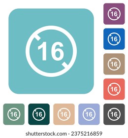 No permitido por debajo de 16 iconos planos blancos en fondo cuadrado redondeado de color