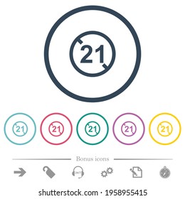 Not allowed under 21 flat color icons in round outlines. 6 bonus icons included.
