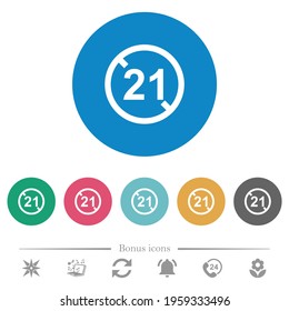 Not allowed under 21 flat white icons on round color backgrounds. 6 bonus icons included.