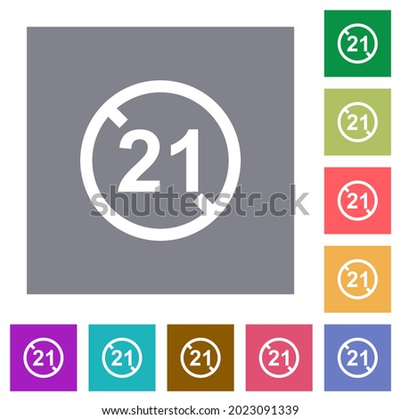Not allowed under 21 flat icons on simple color square backgrounds