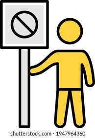 not allowed vector line colour icon