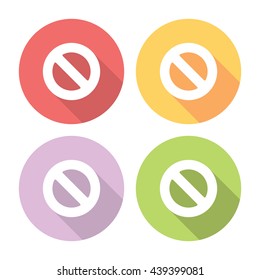 Not Allowed Warning Sign Flat Style Design Icons Set