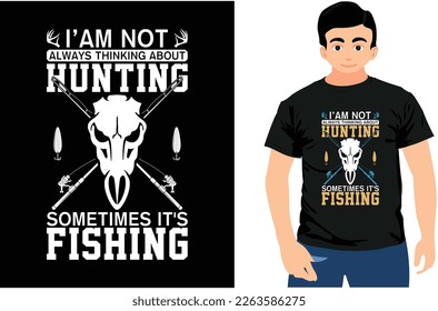 Ich denke nicht immer an die Jagd, manchmal ist es Fischen. Jagdhemd, Fanghemd, Geschenk für Jäger, Angeln.