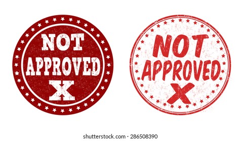 Not approved grunge rubber stamps on white background, vector illustration