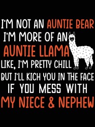 I'm Not An Auntie Bear I'm More Of An Auntie Llama Like I'm Pretty Chill Vector Art Design, Eps File. Design File For T-shirt. SVG, EPS Cuttable Design File