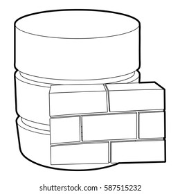 Not available database icon. Outline illustration of not available database vector icon for web