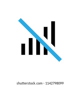 Not available internet signal vector icon. Pictogram from set Smartphone Essentials. Isolated on white background