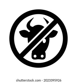 Not available, stop cow icon. Black vector graphics.