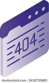 Not available Web server response isometric Concept, 404 Error in Browser Window Vector Icon Design, Cloud computing and Internet hosting service, Website outage illustration, Web Page not found Sign