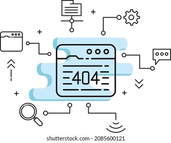 Not Available Webserver Response Concept, Website Outage Stock Illustration, WebPage Not Found Sign, 404 Error In Browser Window Vector Icon Design, Cloud Computing And Internet Hosting Service Symbol