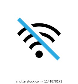 Not available Wi-fi signal vector icon. Pictogram from set Smartphone Essentials. Isolated on white background