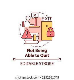 Not being able to quit concept icon. Playing obsession. Sign of game addiction abstract idea thin line illustration. Isolated outline drawing. Editable stroke. Arial, Myriad Pro-Bold fonts used