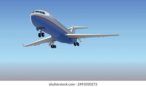 Not a big private jet in the sky. Vector.