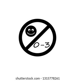 not for children under 3 years old sign icon. Simple glyph, flat vector element of ban, prohibition, forbid icons set for UI and UX, website or mobile application
