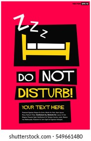 Not Disturb With Bed and Sleep (Flat Style Vector Illustration Poster Design) with Text Box Template