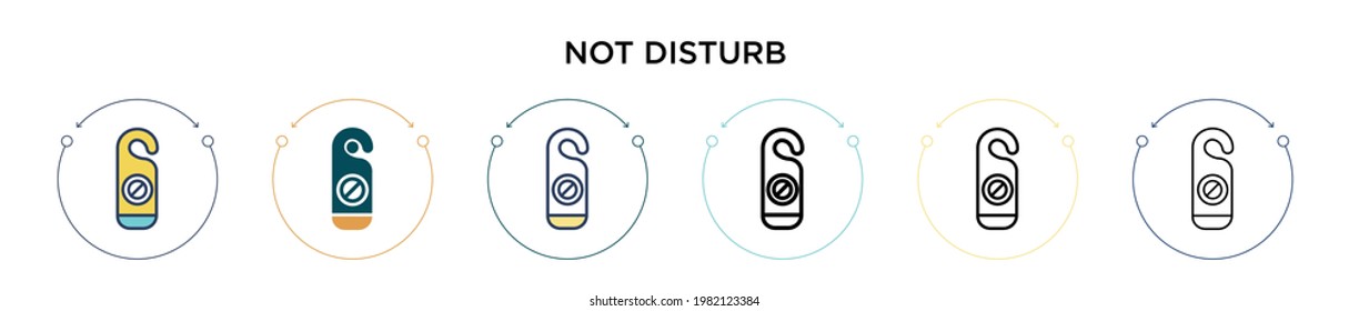 Not disturb icon in filled, thin line, outline and stroke style. Vector illustration of two colored and black not disturb vector icons designs can be used for mobile, ui, web