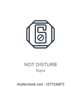 Not disturb icon. Thin linear not disturb outline icon isolated on white background from signs collection. Line vector sign, symbol for web and mobile