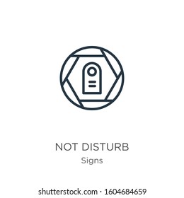 Not disturb icon. Thin linear not disturb outline icon isolated on white background from signs collection. Line vector sign, symbol for web and mobile