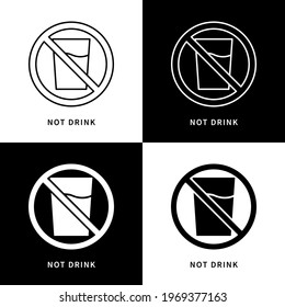 Not Drink and Fasting Icon. Warning and Forbidden No Water Vector Symbol Illustration